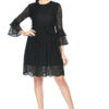 Women's Black Lace Fit & Flare Dress – Free Size