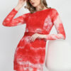 Red Lycra Net Printed Dress